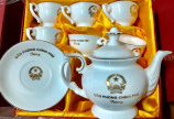 Bộ ấm trà gốm sứ bát tràng quà tặng in logo giá rẻ ở Đà Nẵng